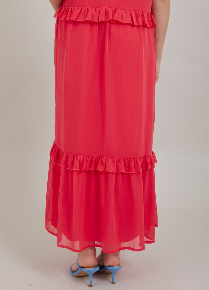 Coster Copenhagen LONG DRESS W. FRILLS Dress Coral pink - 626