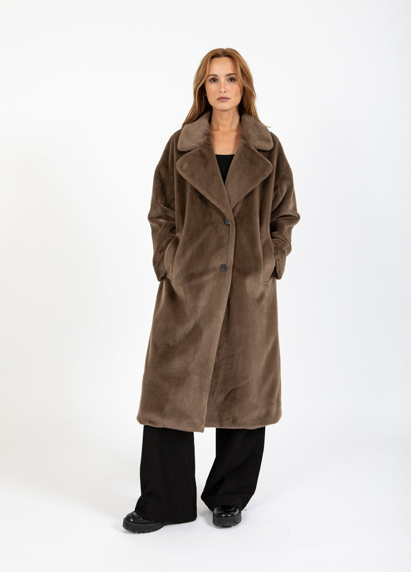 Coster Copenhagen LONG FUR COAT Outerwear Toffee Beige - 349