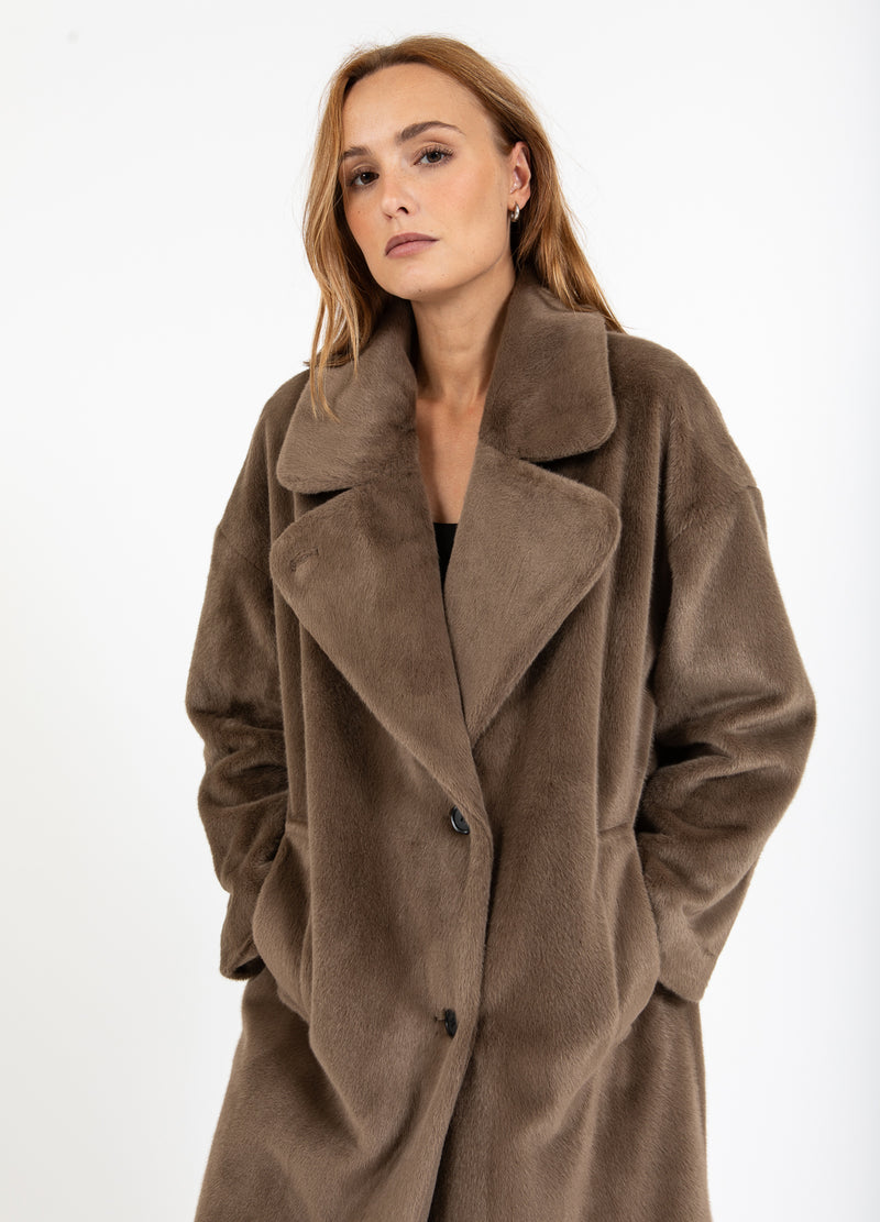 Coster Copenhagen LONG FUR COAT Outerwear Toffee Beige - 349