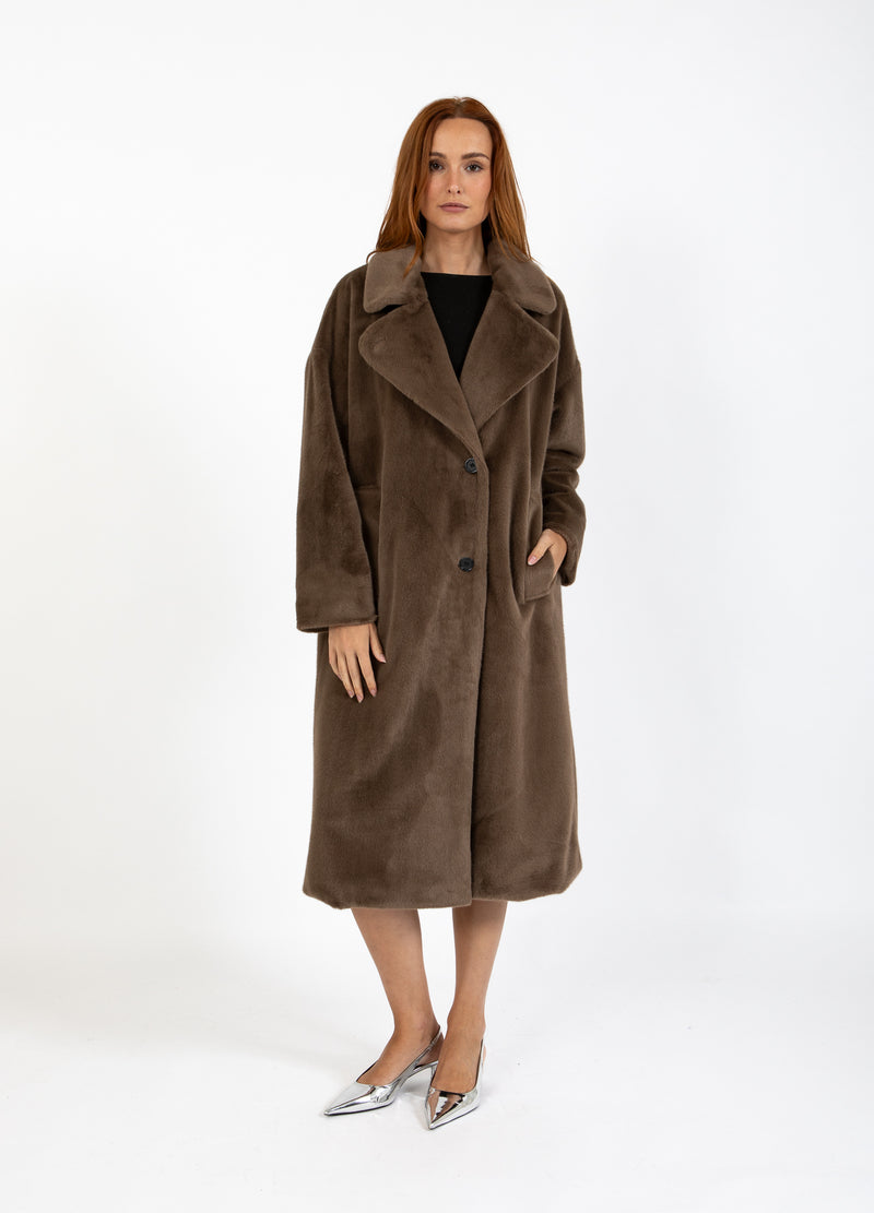 Coster Copenhagen LONG FUR COAT Outerwear Toffee Beige - 349