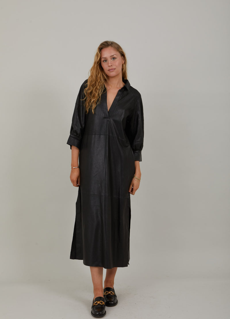 Coster Copenhagen LONG LEATHER DRESS Dress Black - 100