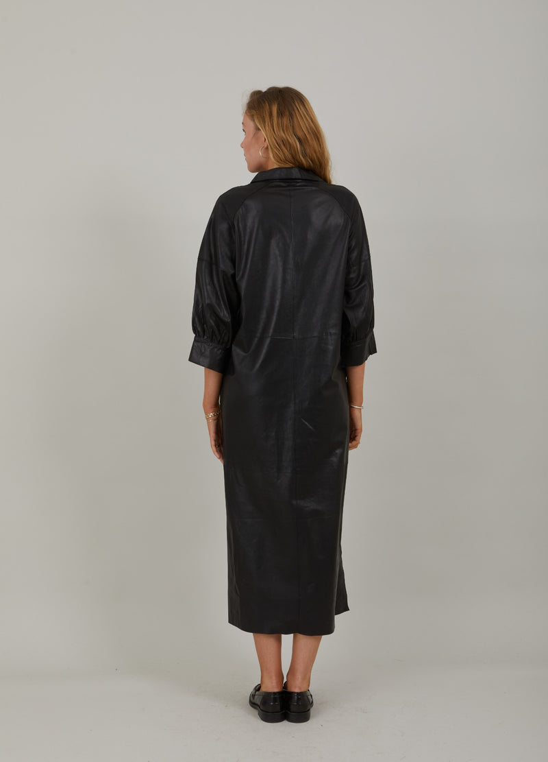 Coster Copenhagen LONG LEATHER DRESS Dress Black - 100