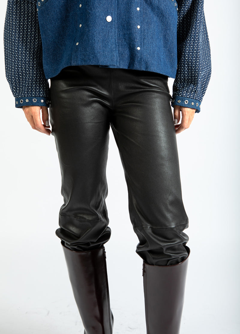 Coster Copenhagen LONG LEATHER LEGGINGS - MYNTE FIT Pants Black - 100