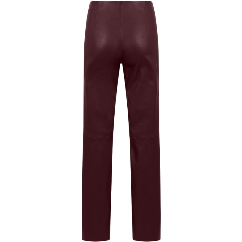 Coster Copenhagen LONG LEATHER LEGGINGS W. FLARED LEGS - MYNTE FIT Pants Bordeaux - 653