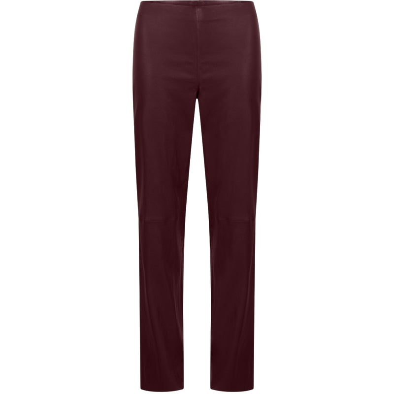 Coster Copenhagen LONG LEATHER LEGGINGS W. FLARED LEGS - MYNTE FIT Pants Bordeaux - 653