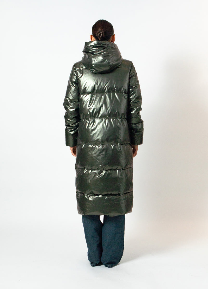 Coster Copenhagen LONG PUFFER JACKET Outerwear Metallic army - 417