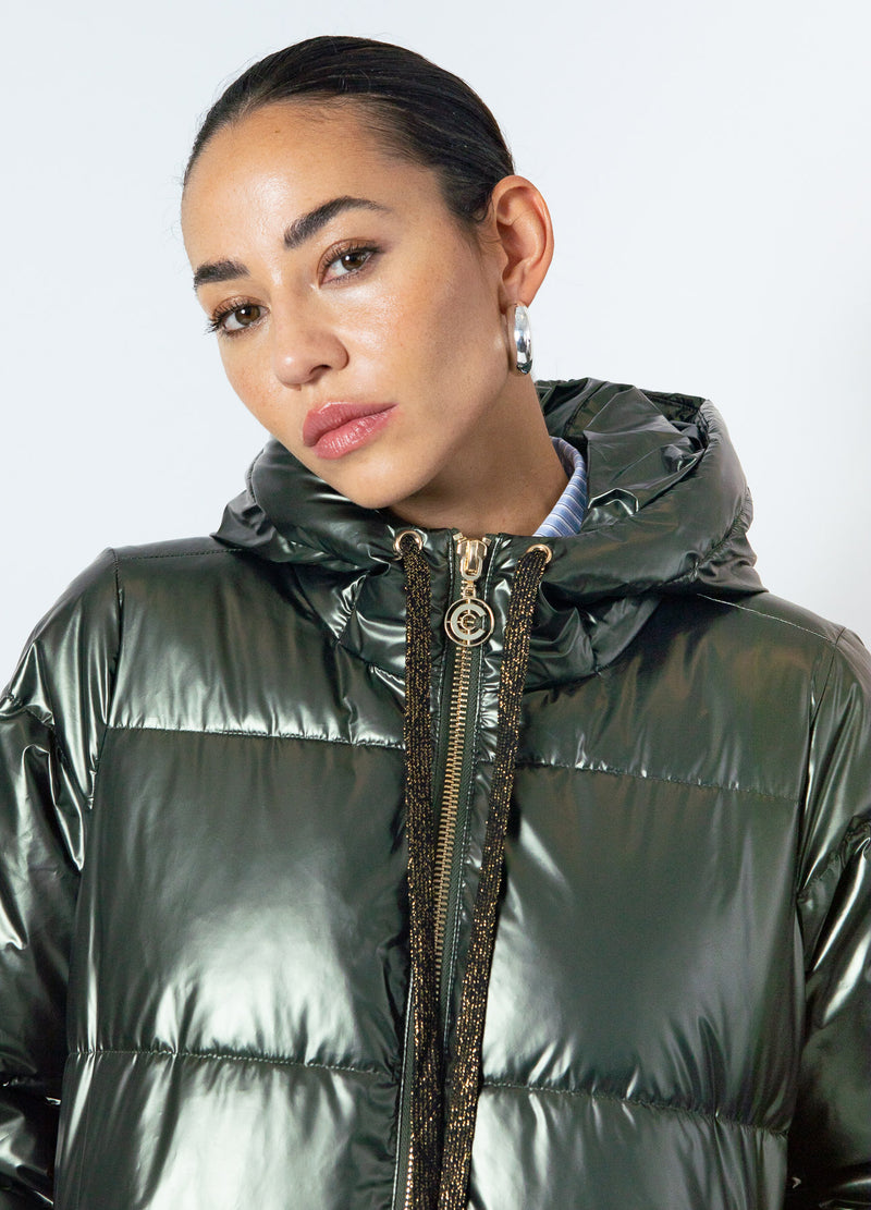 Coster Copenhagen LONG PUFFER JACKET Outerwear Metallic army - 417