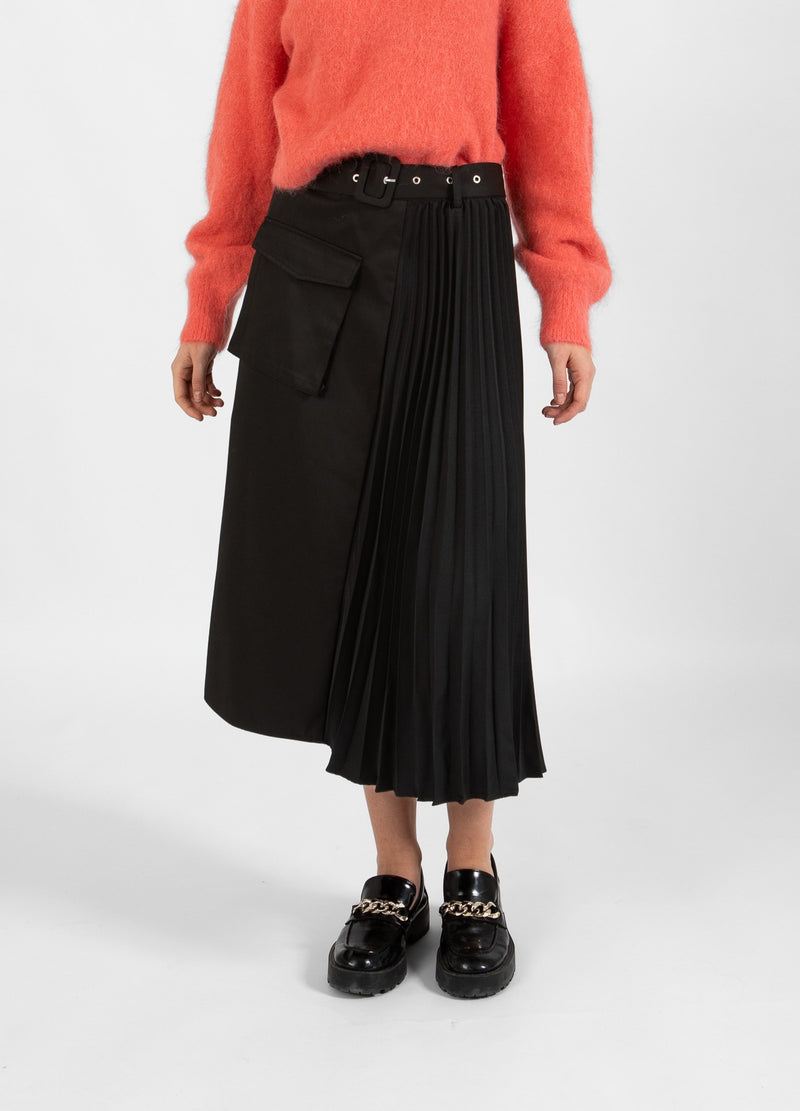 Coster Copenhagen LONG SKIRT WITH BELT AND PLISSE Skirt Black - 100