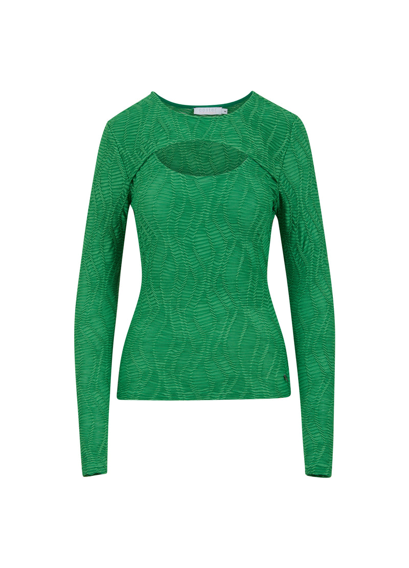 Coster Copenhagen LONG SLEEVE T-SHIRT WITH STRUCTURE Shirt/Blouse Leaf green - 453