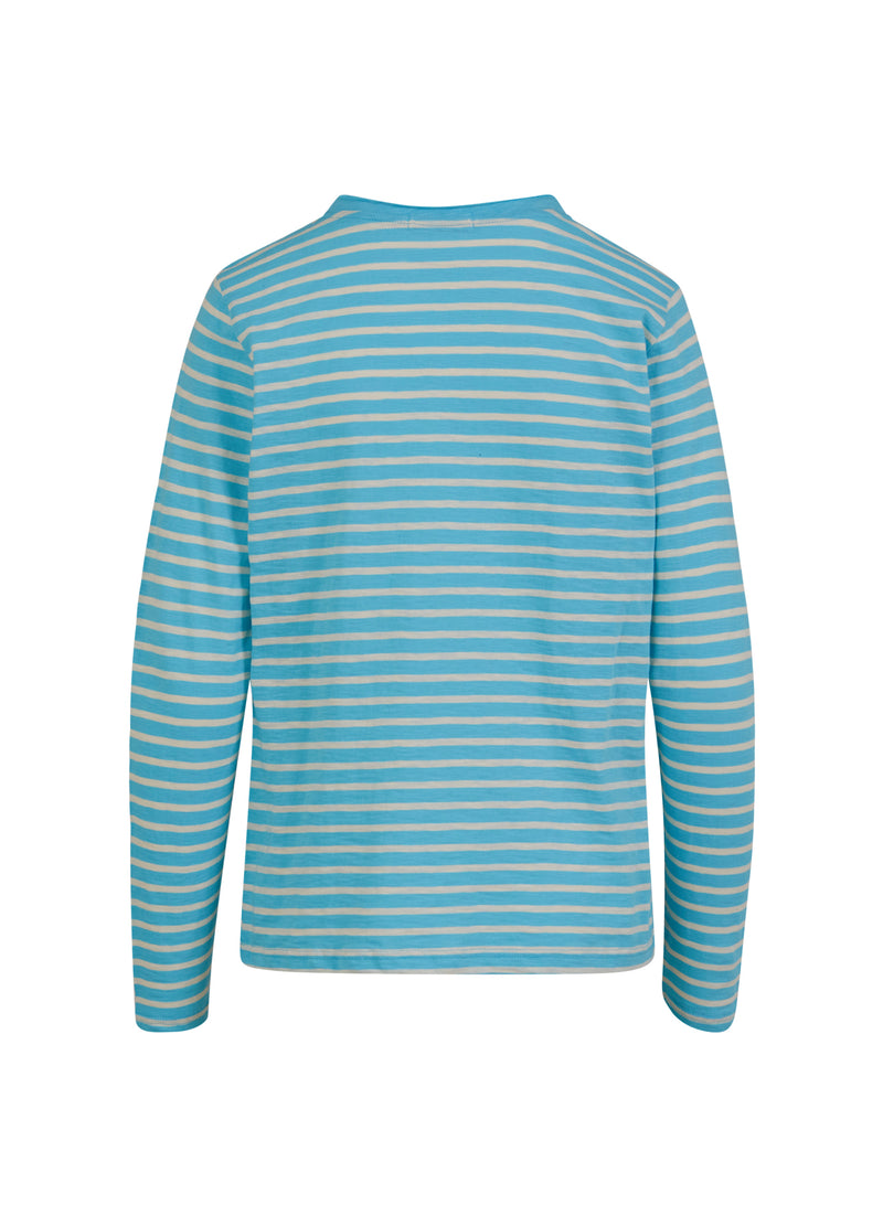 Coster Copenhagen LONG T-SHIRT WITH STRIPES T-Shirt Aqua blue/creme stripe - 584
