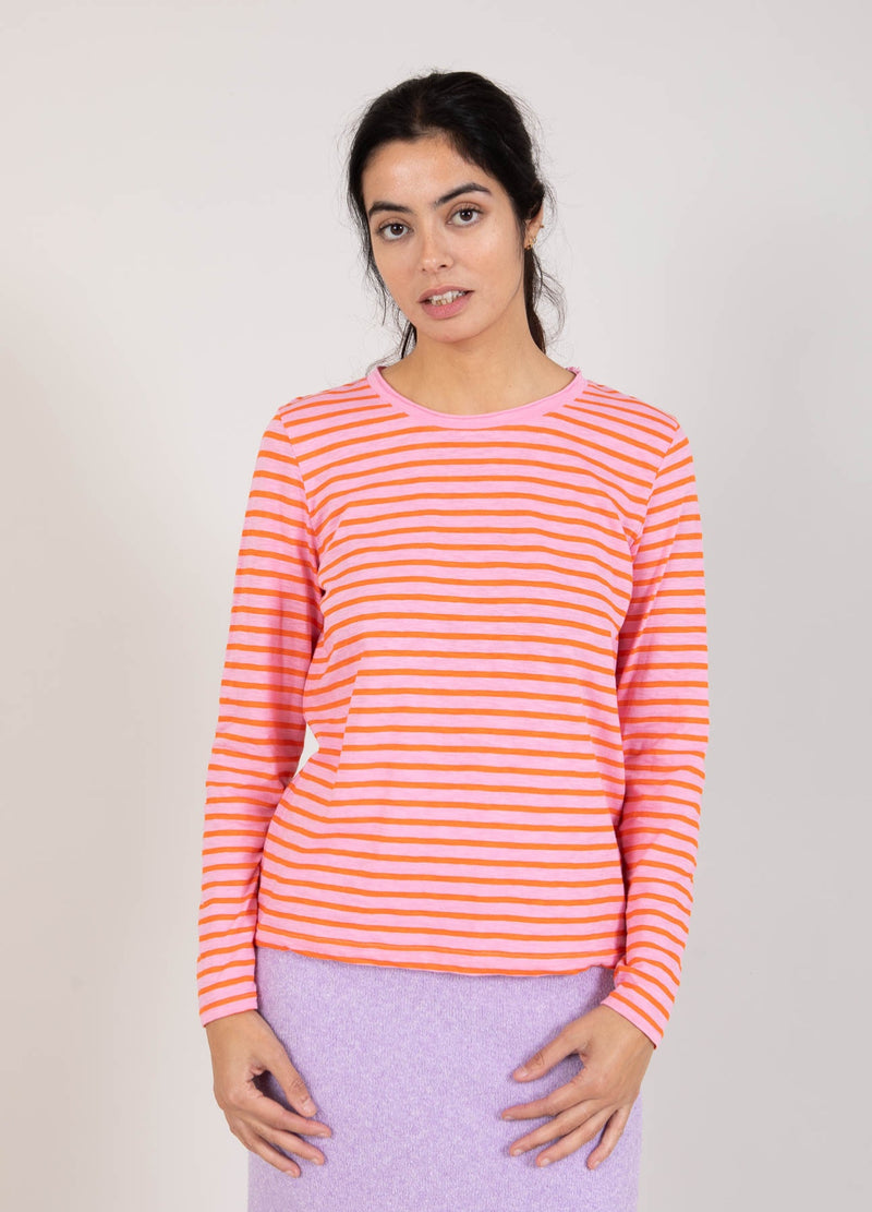 Coster Copenhagen LONG T-SHIRT WITH STRIPES T-Shirt Baby pink/mandarin stripe - 666