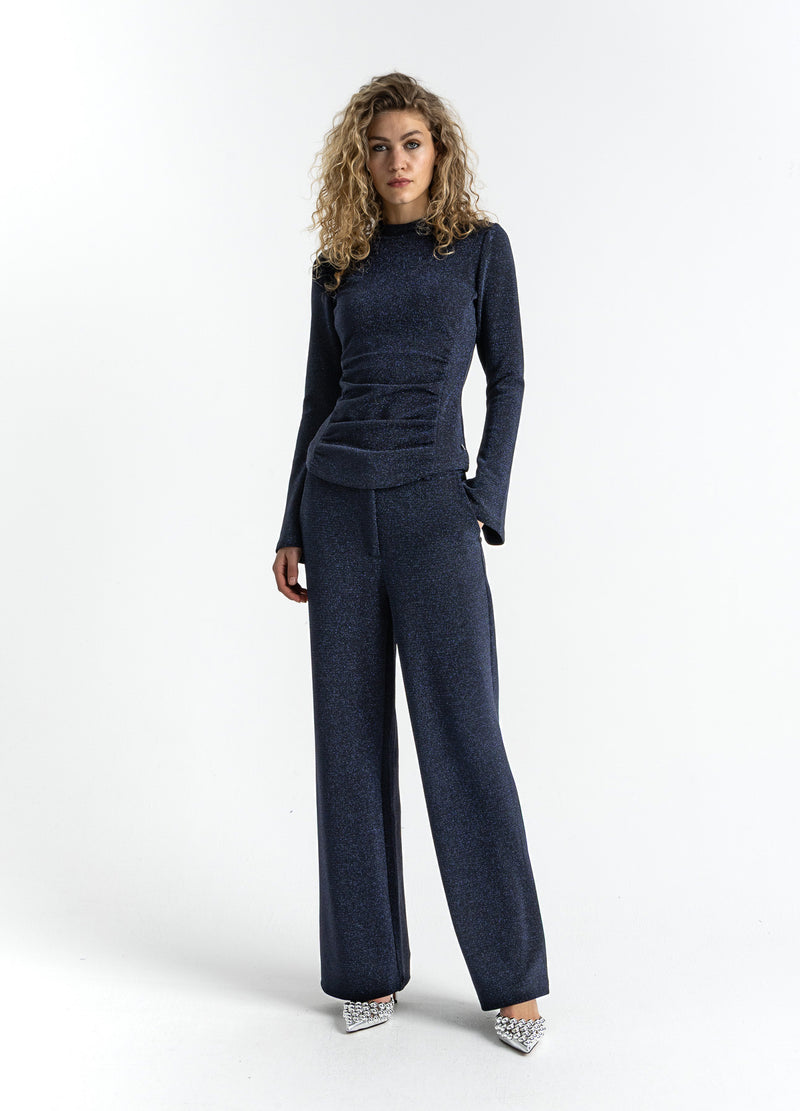 Coster Copenhagen LUREX BLOUSE WITH WIDE CUFFS Shirt/Blouse Eclipse blue - 555