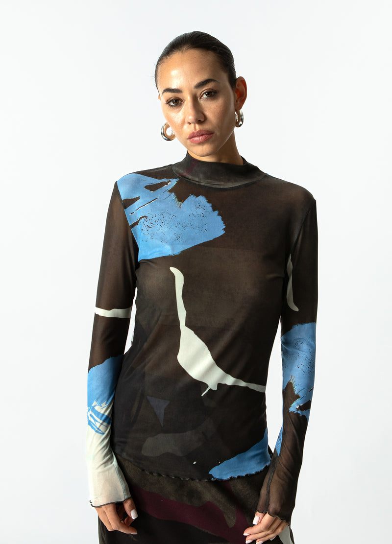 Coster Copenhagen MESH BLOUSE Shirt/Blouse Shadow graphic print - 955