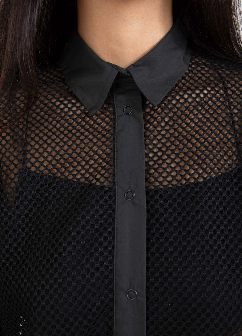 Coster Copenhagen MESH LONG SHIRT Shirt/Blouse Black - 100