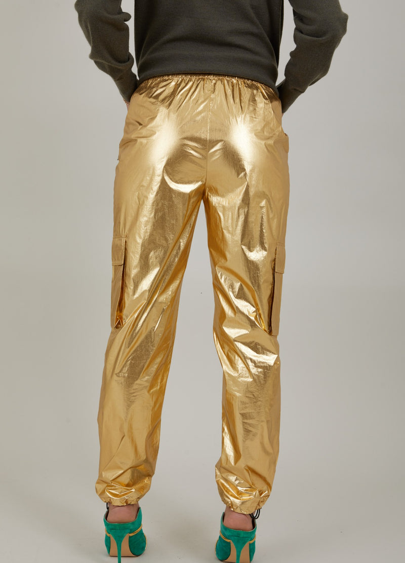 Coster Copenhagen METALLIC CARGO PANTS - SILLE FIT Pants Metallic gold - 786