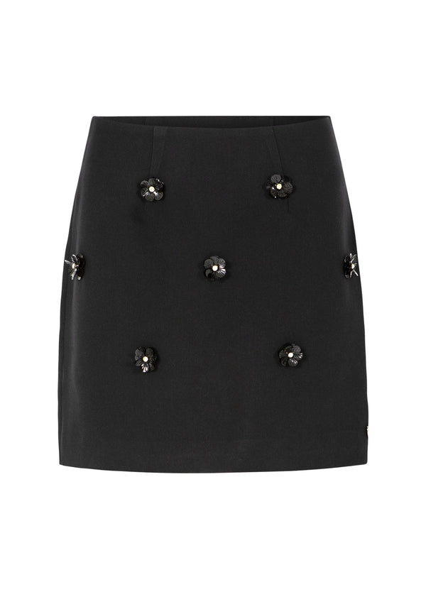 Coster Copenhagen MINISKIRT WITH FLOWERS Skirt Black - 100