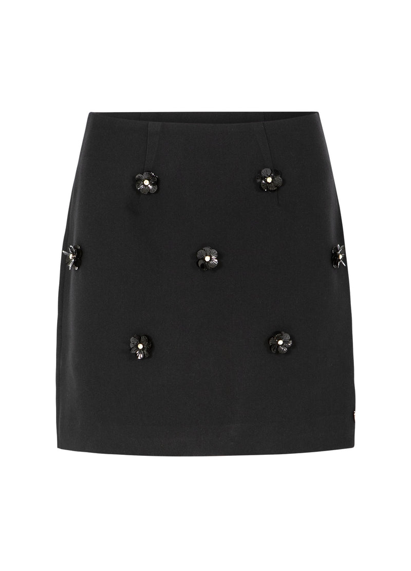 Coster Copenhagen MINISKIRT WITH FLOWERS Skirt Black - 100