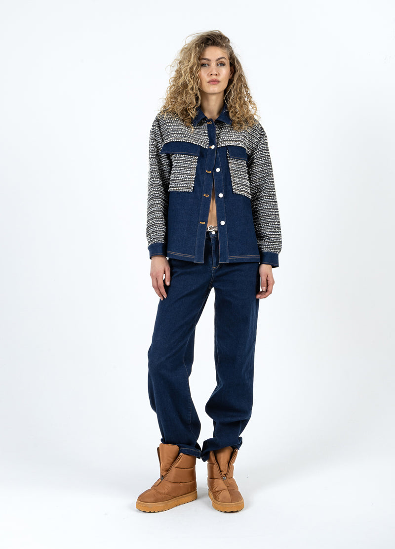 Coster Copenhagen MIX JACQUARD JACKET Outerwear Denim/ jaquard mix - 577