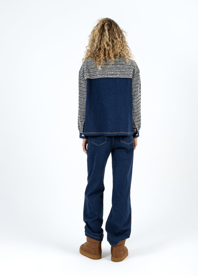 Coster Copenhagen MIX JACQUARD JACKET Outerwear Denim/ jaquard mix - 577