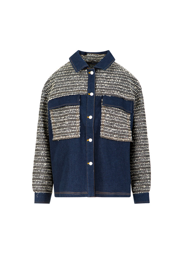 Coster Copenhagen MIX JACQUARD JACKET Outerwear Denim/ jaquard mix - 577