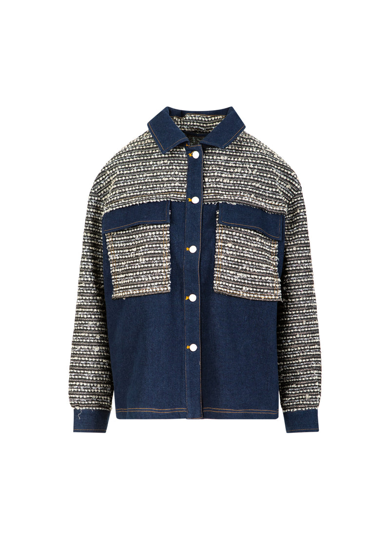 Coster Copenhagen MIX JACQUARD JACKET Outerwear Denim/ jaquard mix - 577