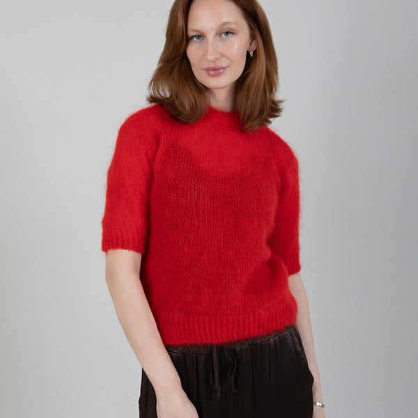 MOHAIR WITH SHORT SLEEVES - Red – costercopenhagen.com