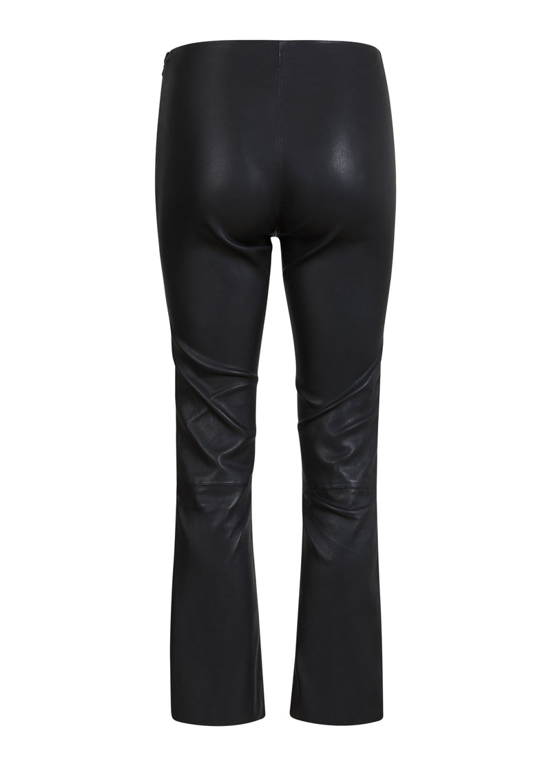 CROPPED LEATHER LEGGINGS - Night Brown