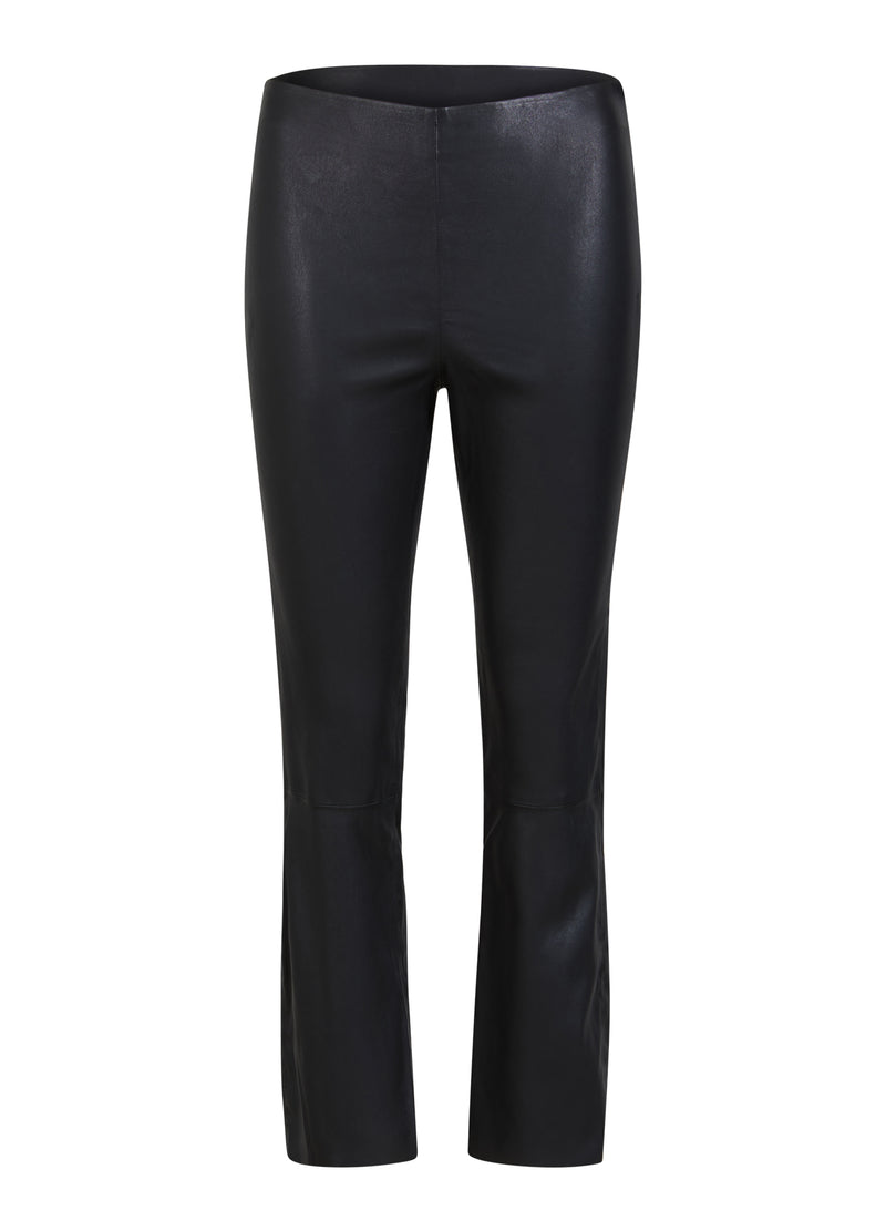 CROPPED LEATHER LEGGINGS - Night Brown