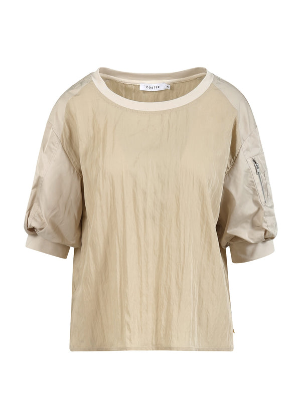Coster Copenhagen NYLON TOP WITH BOMBER SLEEVES Shirt/Blouse Desert sand - 329