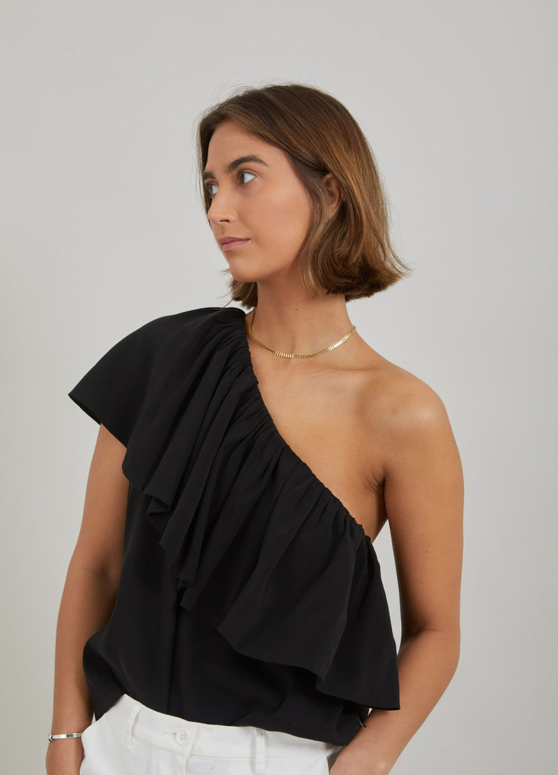Coster Copenhagen ONE SHOULDER TOP Top - Short sleeve Black - 100