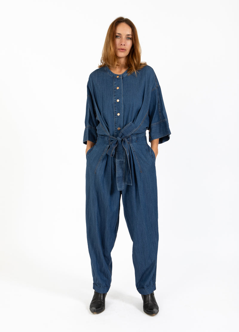 Coster Copenhagen PANTSSUIT WITH BELT Dress Blue denim - 596