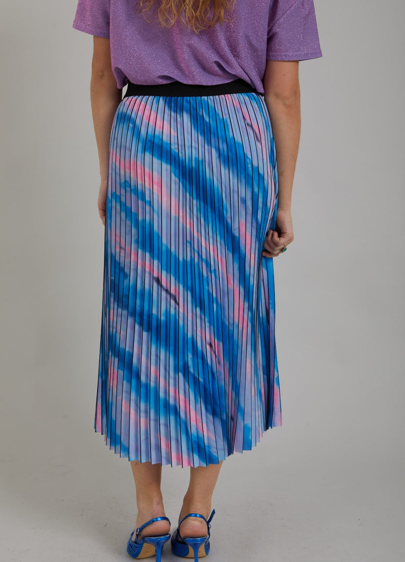 Coster Copenhagen PLEATED SKIRT W. FADED STRIPE PRINT Skirt Faded stripe print blue - 509