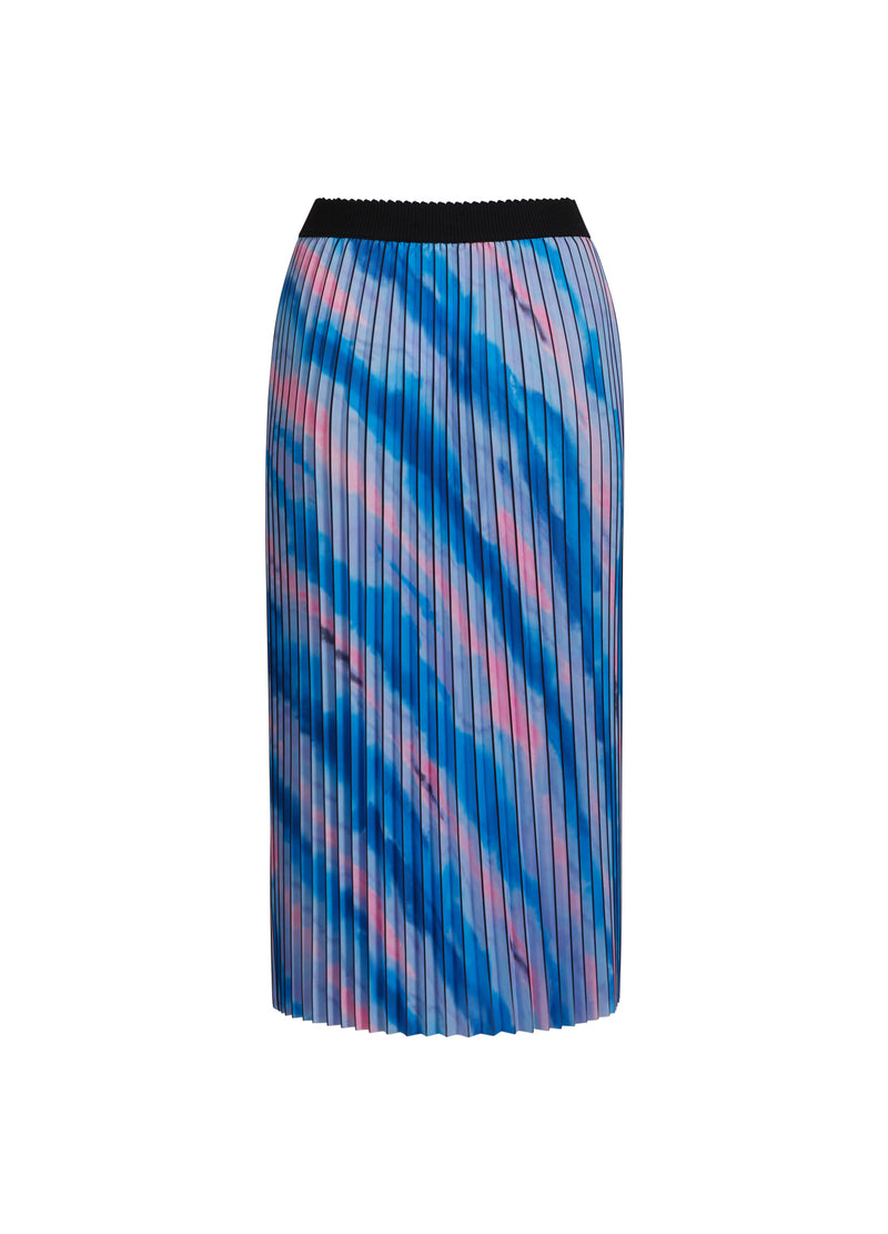 Coster Copenhagen PLEATED SKIRT W. FADED STRIPE PRINT Skirt Faded stripe print blue - 509