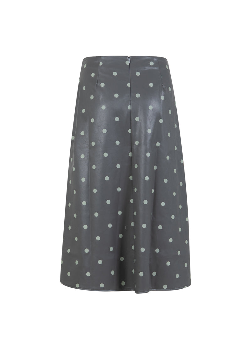 Coster Copenhagen PU SKIRT Skirt Grey/green dots - 157