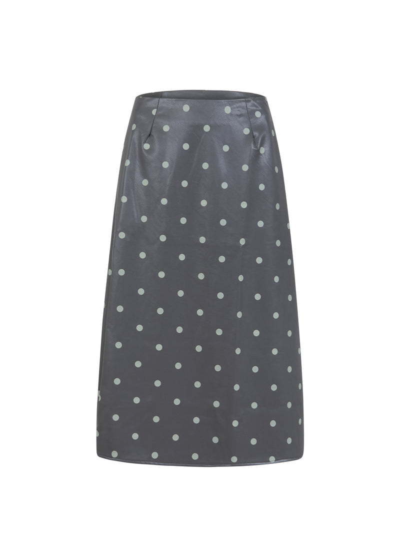 Coster Copenhagen PU SKIRT Skirt Grey/green dots - 157