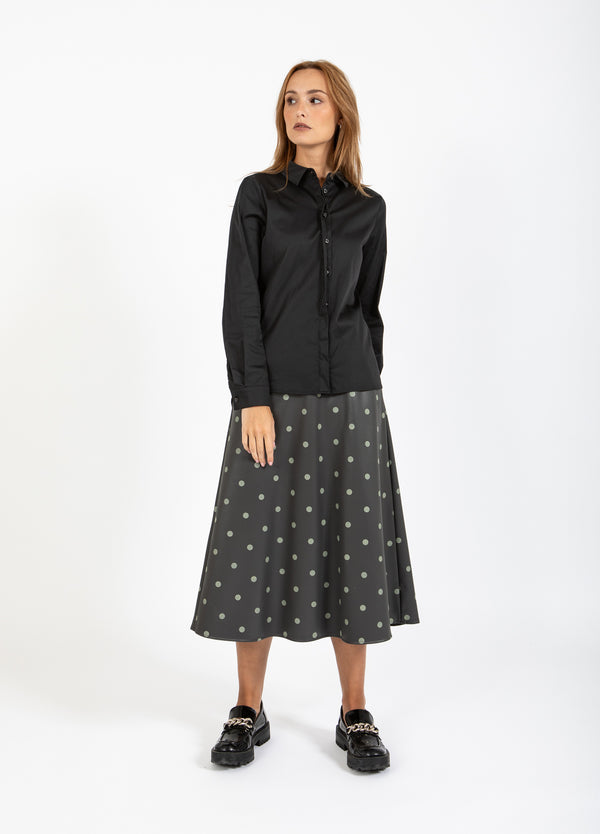 Coster Copenhagen PU SKIRT Skirt Grey/green dots - 157