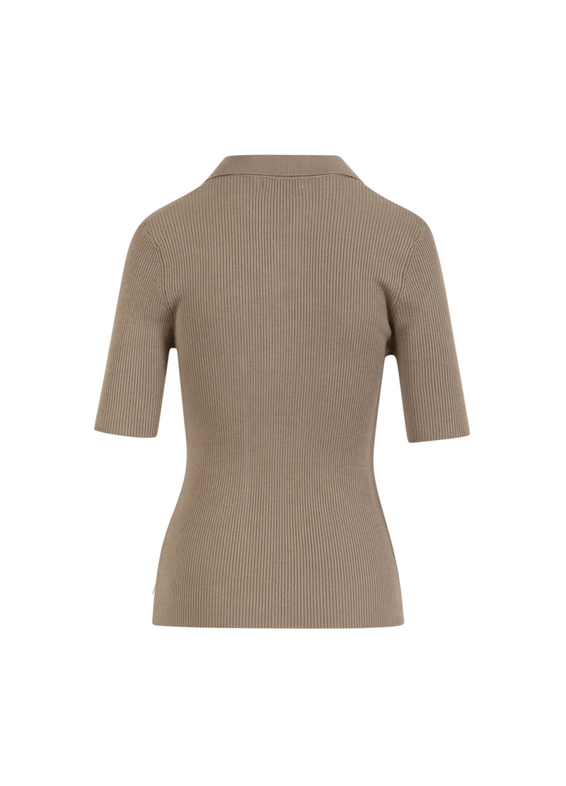 Coster Copenhagen RIB KNIT POLO Knitwear Taupe sand - 393