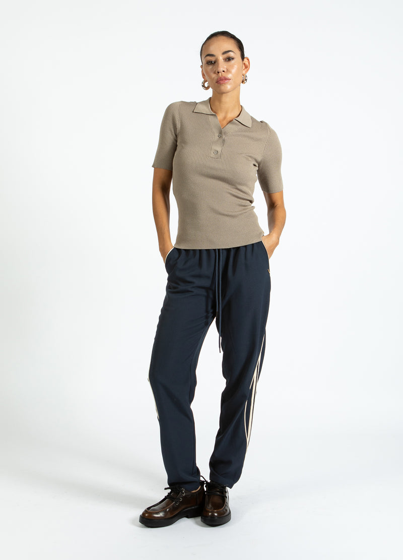 Coster Copenhagen RIB KNIT POLO Knitwear Taupe sand - 393
