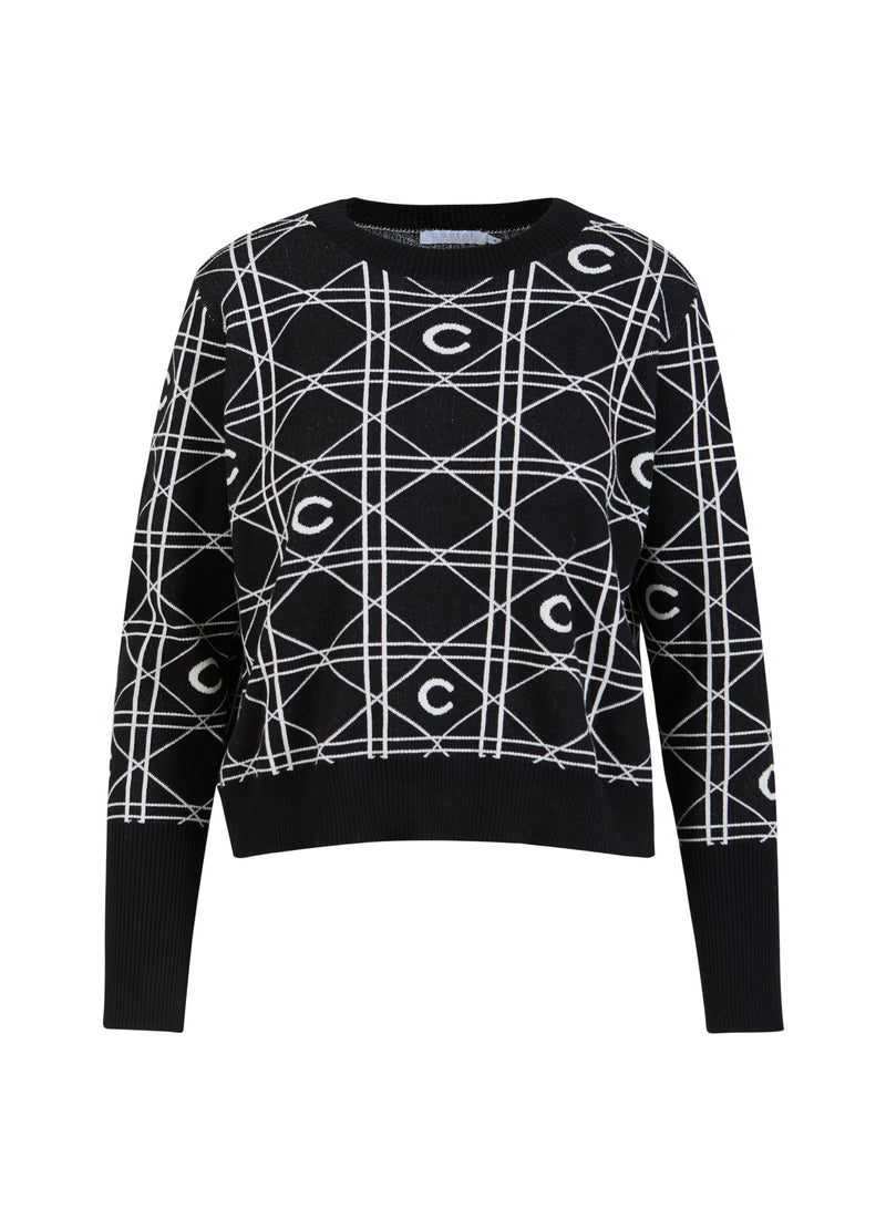 Coster Copenhagen SEAWOOL WITH LOGO Knitwear Black/creme - 167