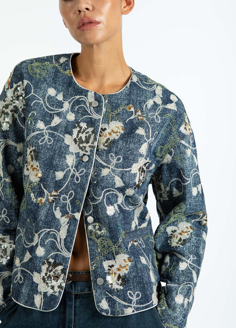 Coster Copenhagen SEQUINS DENIM JACKET Blazer Denim sequins - 594