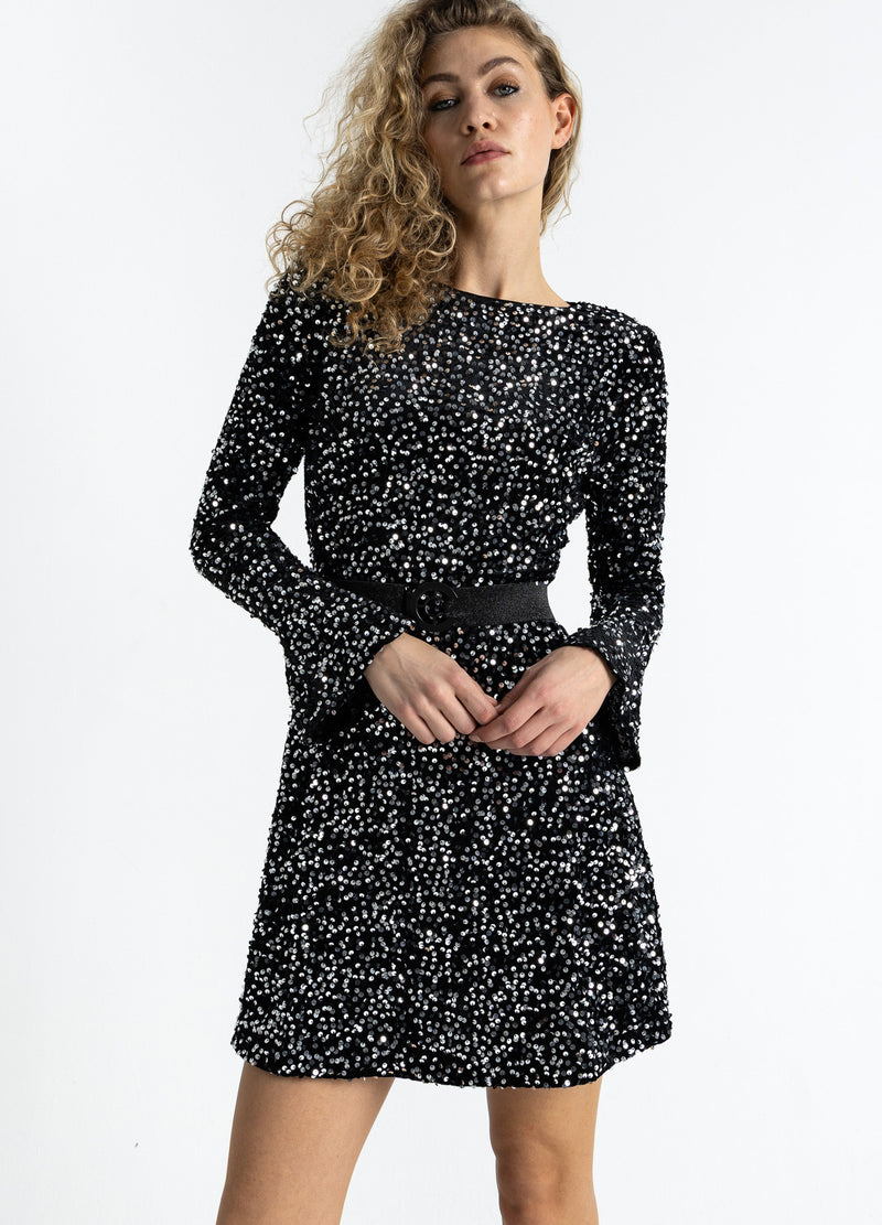 Coster Copenhagen SEQUINS DRESS Dress Black/ silver - 184