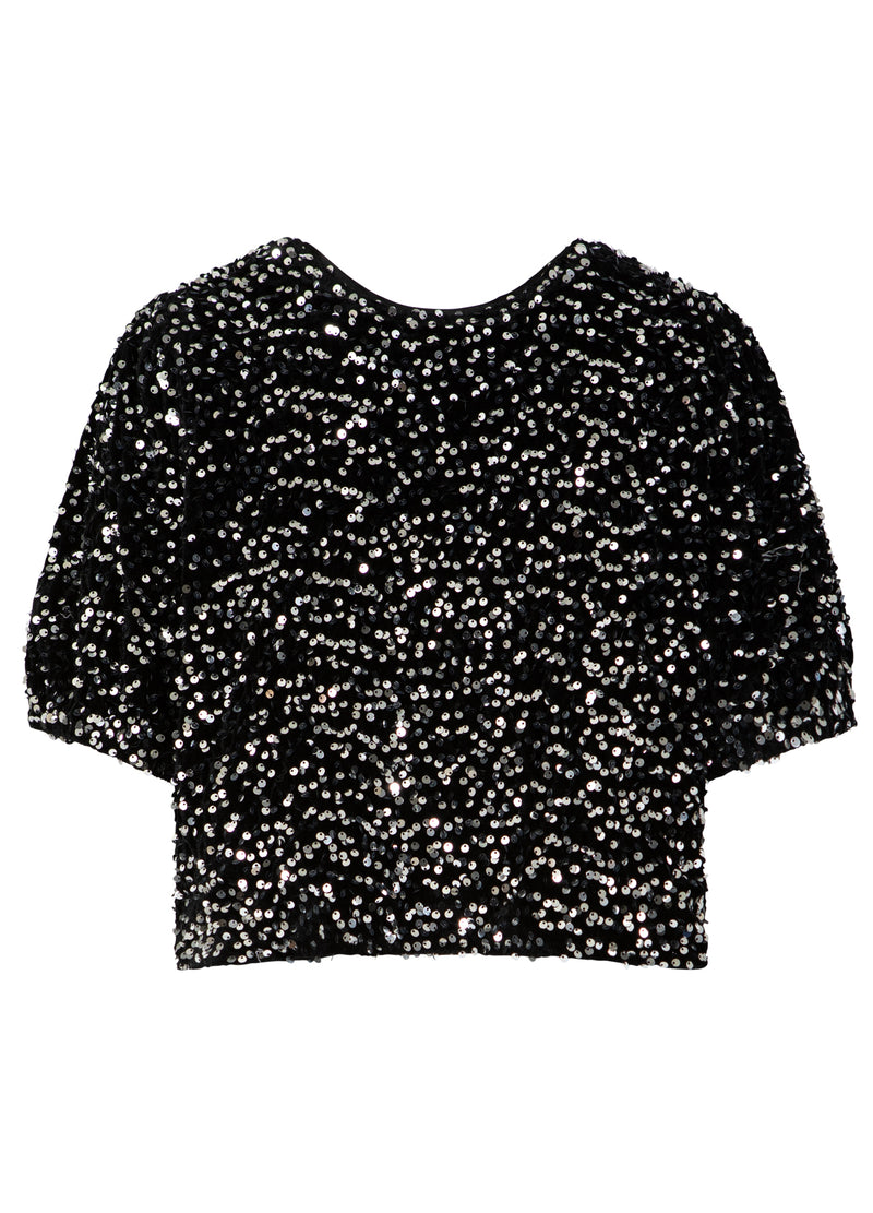 Coster Copenhagen SEQUINS JACKET WITH RIBBONS Blazer Black/ silver - 184
