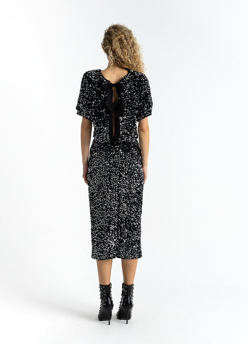 Coster Copenhagen SEQUINS JACKET WITH RIBBONS Blazer Black/ silver - 184