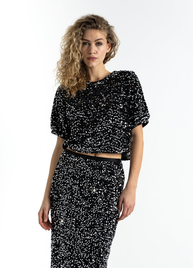 Coster Copenhagen SEQUINS JACKET WITH RIBBONS Blazer Black/ silver - 184