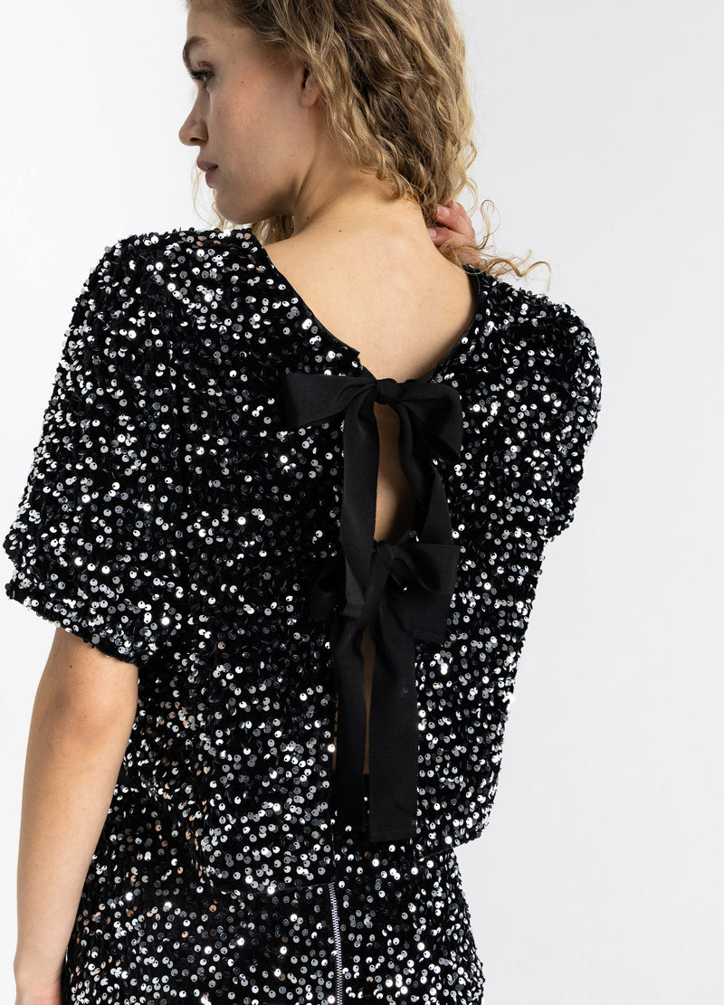 Coster Copenhagen SEQUINS JACKET WITH RIBBONS Blazer Black/ silver - 184