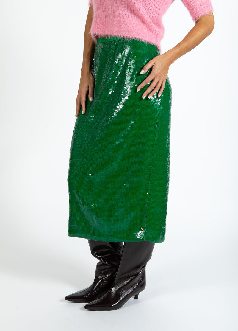 Coster Copenhagen SEQUINS SKIRT Skirt Lush green - 444