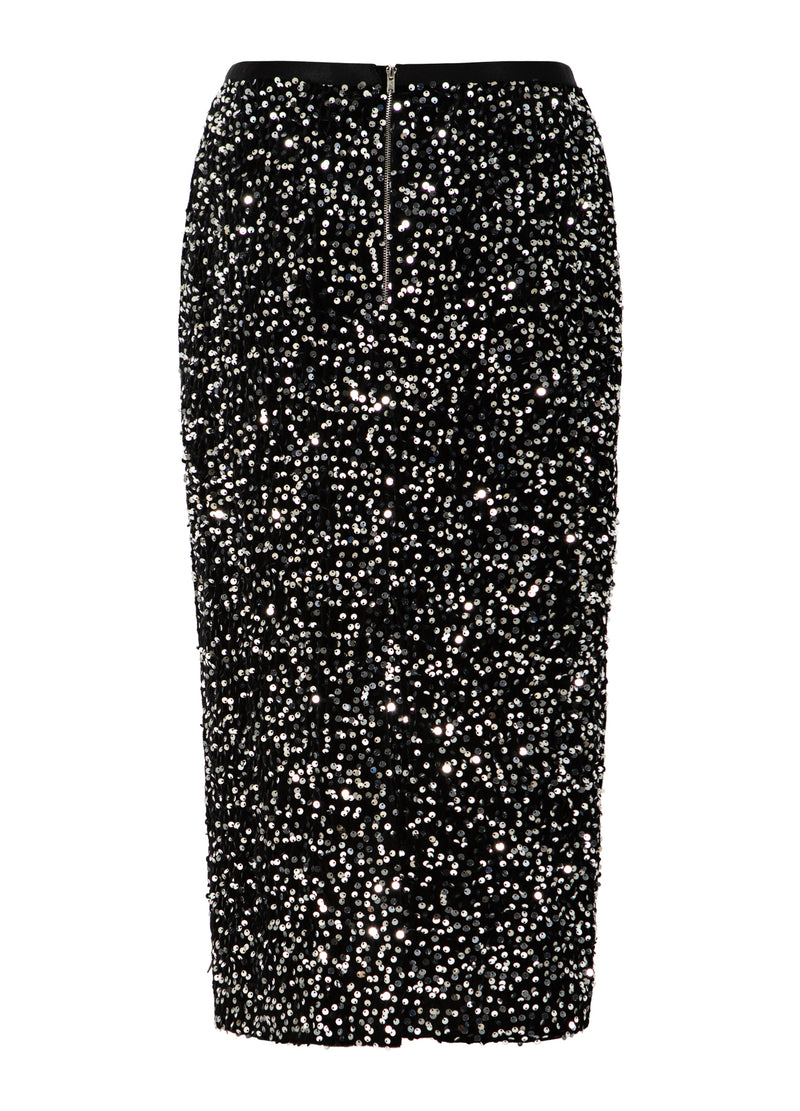 Coster Copenhagen SEQUINS SKIRT Skirt Black/ silver - 184