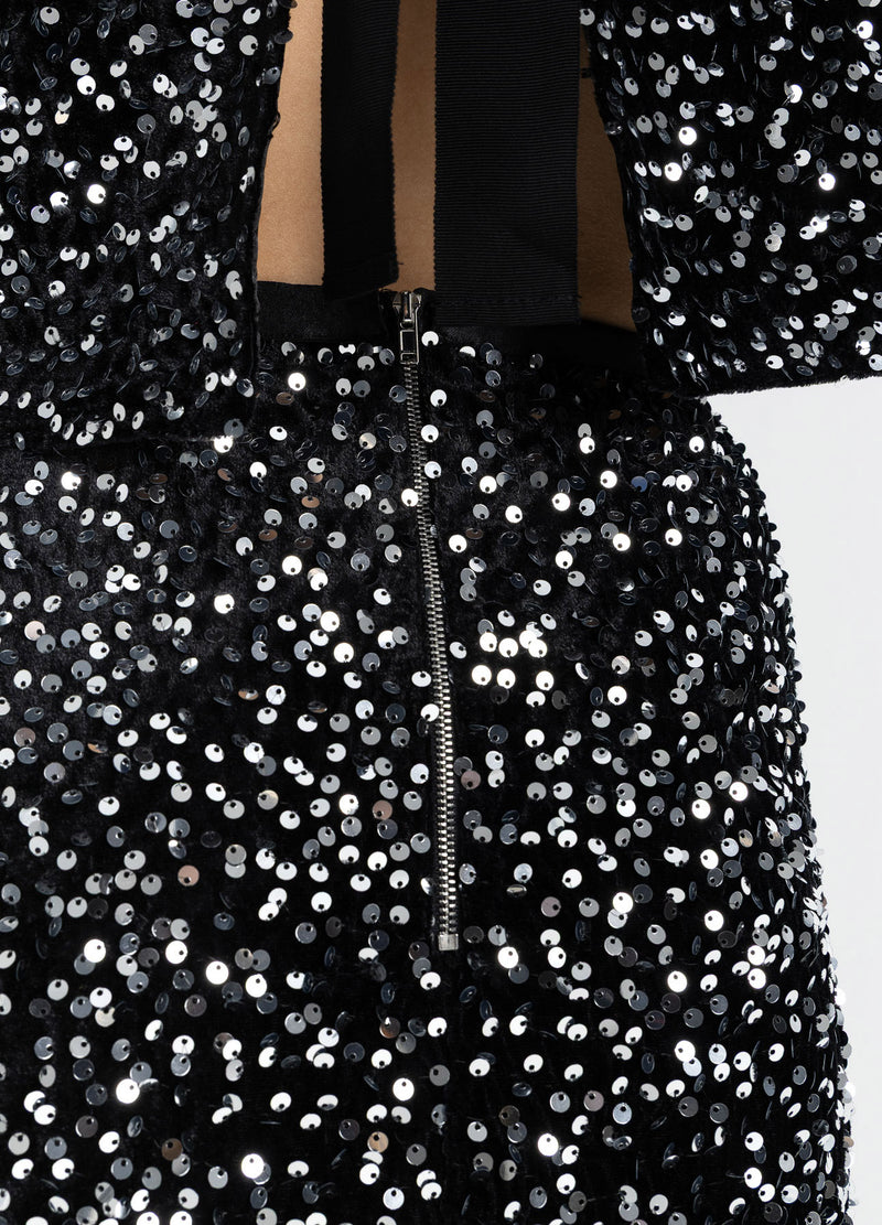 Coster Copenhagen SEQUINS SKIRT Skirt Black/ silver - 184
