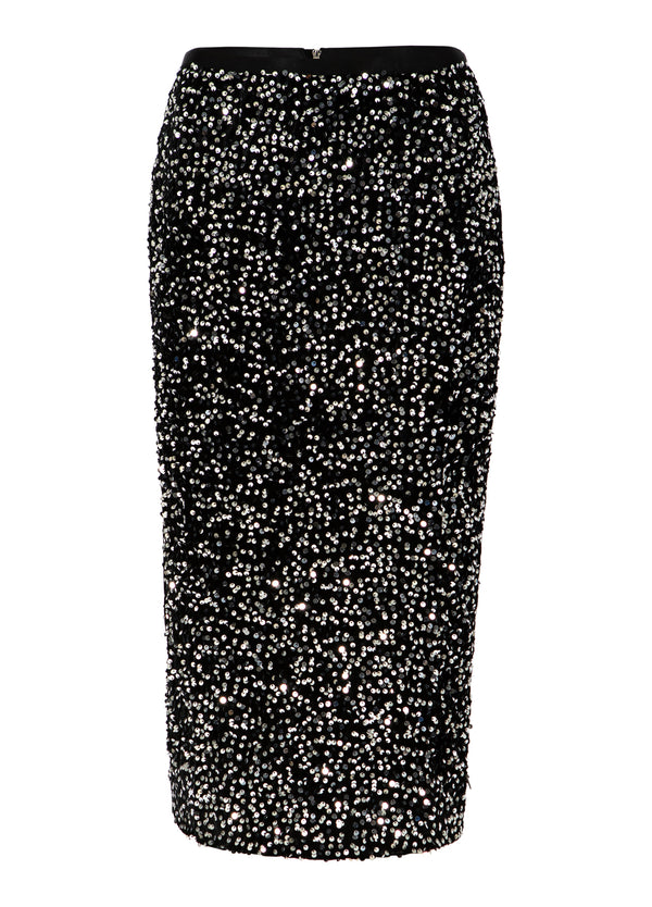 Coster Copenhagen SEQUINS SKIRT Skirt Black/ silver - 184