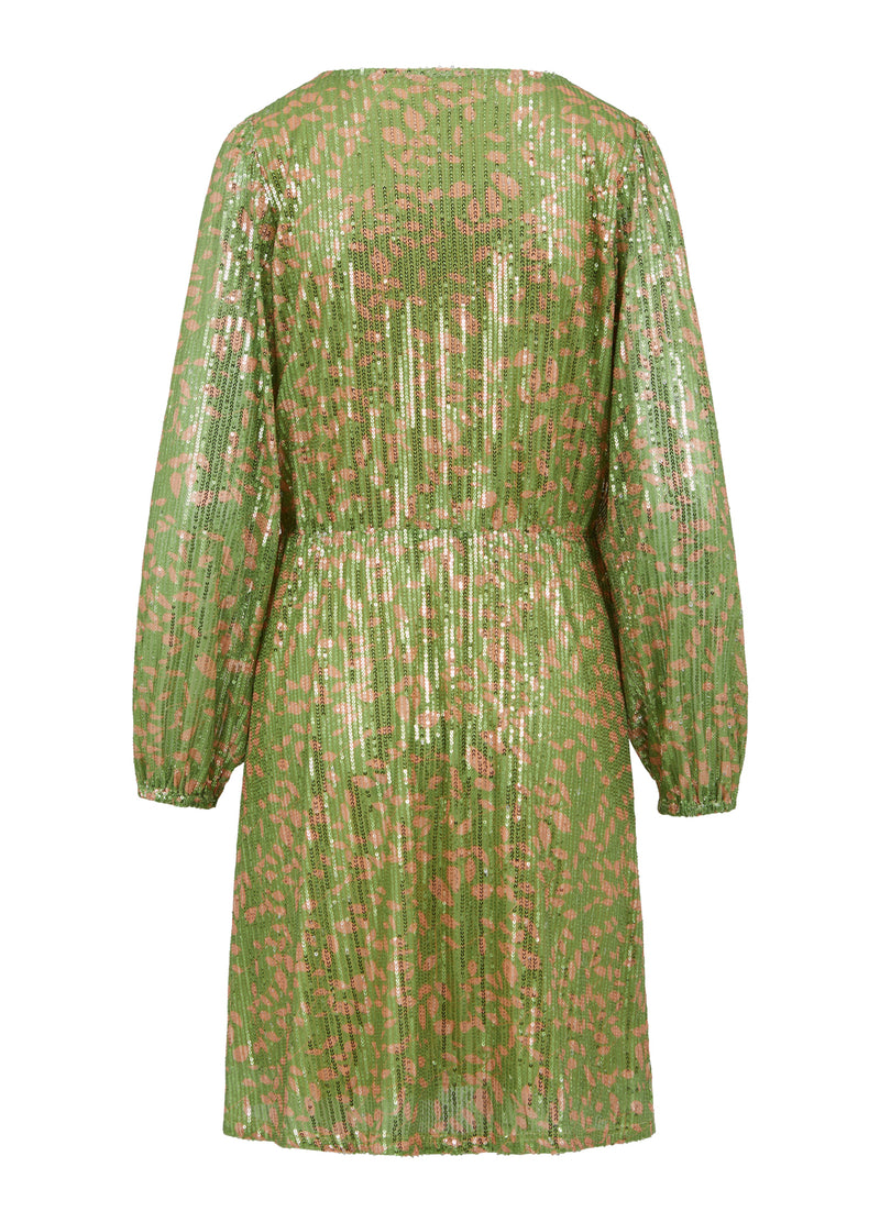 Coster Copenhagen SEQUIN DRESS W. PRINT Dress Green sequins - 425